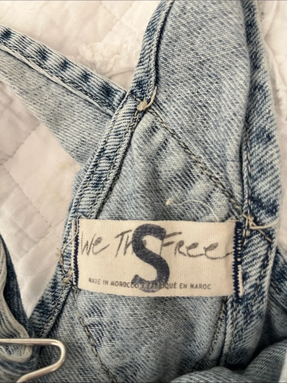 We The Free Free People Denim Short Overalls/Dungarees | Size Small | Acid Wash